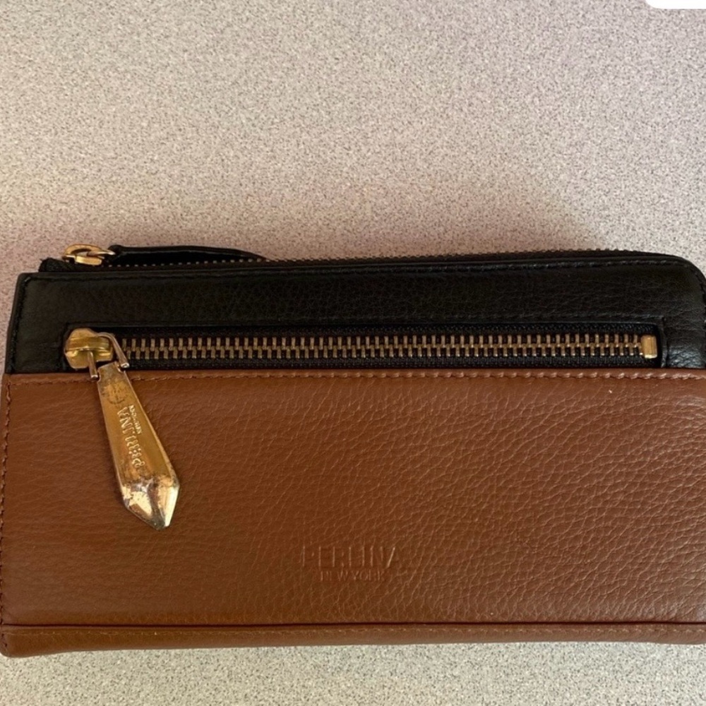 Perlina Brown and Black Leather‎ Wallet